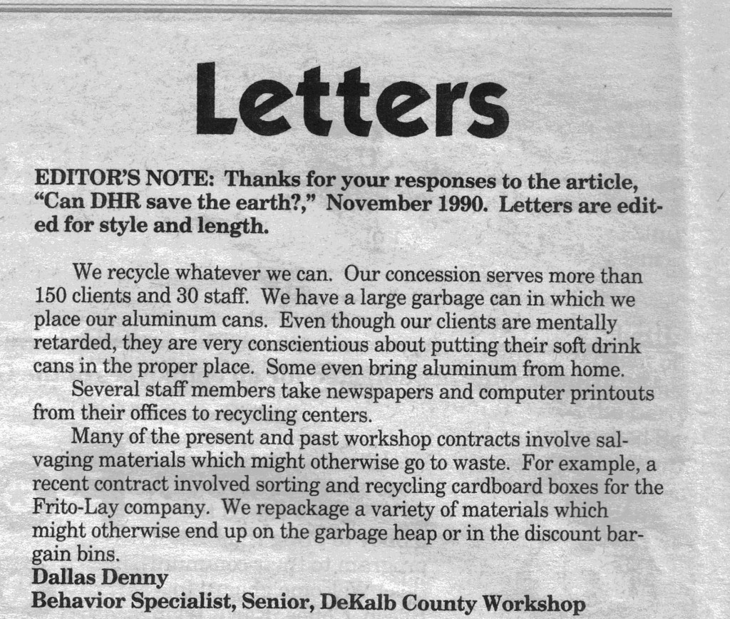 Letter to the Editor, The Human Side, February, 1991