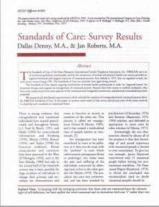 Standards of Care, Survey Results, AEGIS Offprint, Page 1